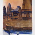 Floating In The Ages Past' religious watercolor painting by artist Prashant Prabhu, 30x22 inch, on paper