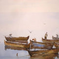 Seascape watercolor painting titled 'Floating', 11x15 inches, by artist Vijay Jadhav on Paper