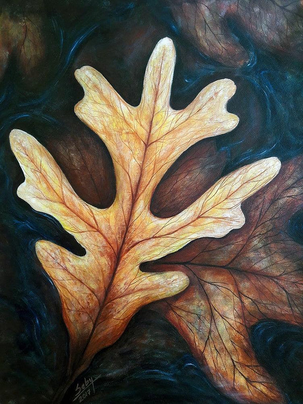 Floating Leaves Painting by Seby Augustine | ArtZolo.com