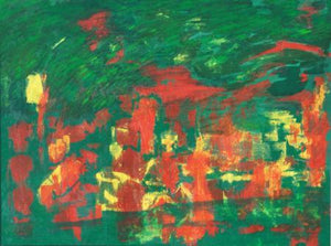 Floating Party by Prakash Bal Joshi, Original Mixed Media Abstract Painting on Canvas, Large Horizontal Wall Art