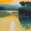 Seascape watercolor painting titled 'Floating Sunlight', 22x30 inches, by artist Prashant Prabhu on Arches Paper