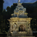 Flora Fountain 4' cityscape watercolor painting by artist Mohammad Yusuf, 18x11 inch, on paper