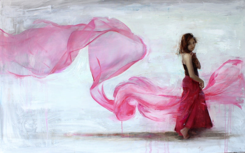 Flow' figurative oil painting by artist Surabhi Gulwelkar, 30x48 inch, on linen