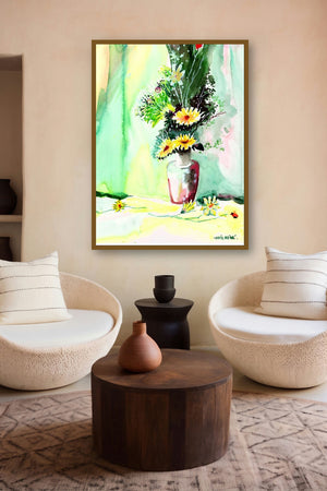 Flower And Vase by artist Anil Nene displayed in a Museum Style gallery