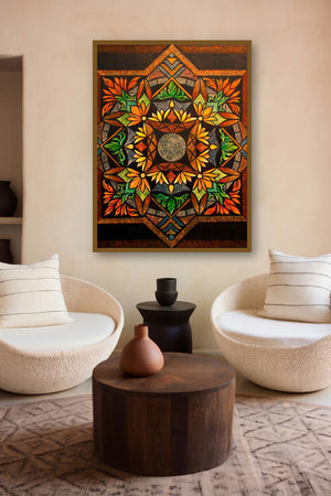 FLOWER GARDEN (Radiant Radiance) by artist Manju Lamba displayed in a Contemporary gallery