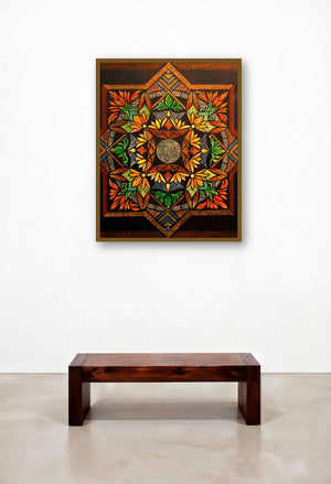 FLOWER GARDEN (Radiant Radiance) by artist Manju Lamba displayed in a Contemporary Reception Area