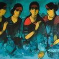 Figurative acrylic painting titled 'Flower Seller 3', 36x60 inches, by artist Sachin Sagare on Canvas