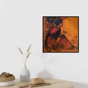 In-situ view of Sachin Sagare's 'Flower Seller 8 (Flower Seller)' painting in a room