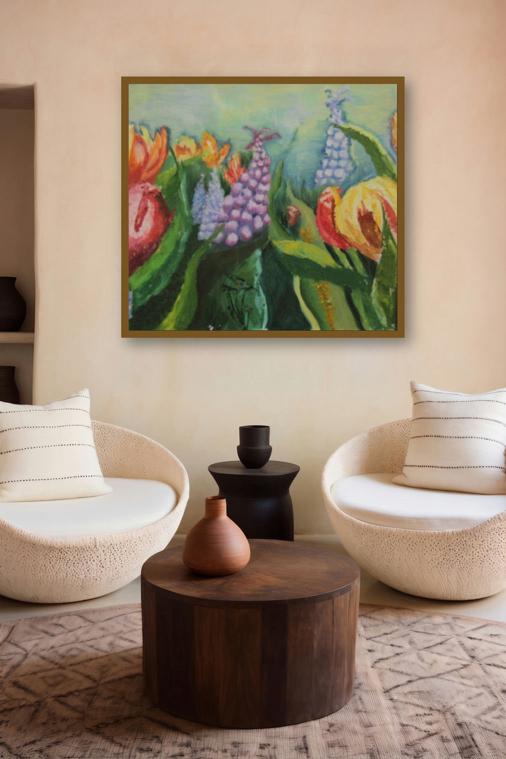Flowers In Wild by artist Krupa Shah displayed in a Indian Art gallery