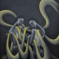 'Flowing Dreams 2' figurative acrylic painting by artist Uttam Bhattacharya, 40x30 inch, on canvas
