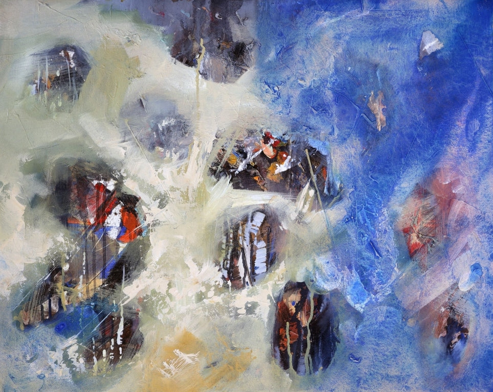 Flowing Horizons' abstract acrylic painting by artist Dilip Mali, 24x30 inch, on canvas