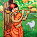'Flute Hawker 2' figurative acrylic painting by artist Tuhin Rakshit, 30x36 inch, on canvas