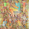 Figurative serigraphs painting titled 'Flute Player', 40x30 inch, by artist Sakti Burman on Paper