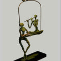 Flute Player 4' figurative Brass sculpture by artist Rohan Pawar, 30x17 inch, on brass