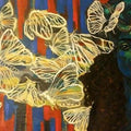 Figurative acrylic painting titled 'Fluttering', 24x48 inches, by artist Suruchi Jamkar on Canvas
