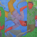 Figurative acrylic oil painting titled 'Flying', 34x48 inches, by artist Partha Mondal on Canvas