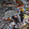 Folded News Paper' contemporary oil painting by artist Dhananjoy Ghosh, 42x49 inch, on canvas