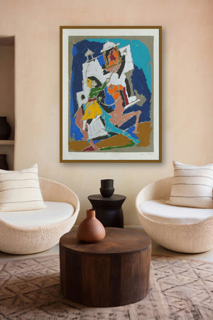 Folk Lore Jaisalmer (The Galloping Rider) by artist M F Husain displayed in a Boutique gallery