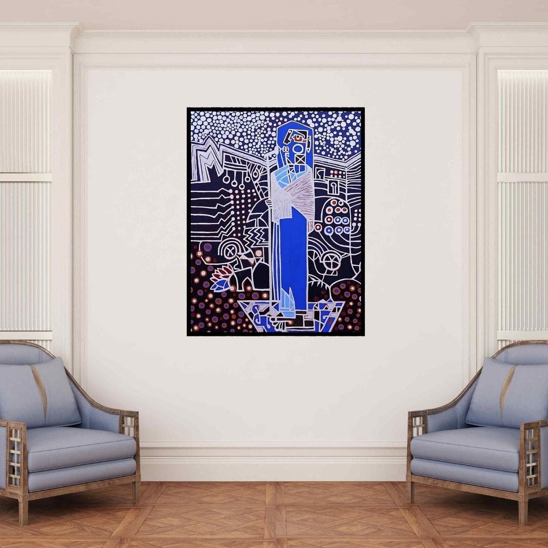 In-situ view of Anup Shrivastav's 'Folk Studio 12 (The M Show)' painting in a room