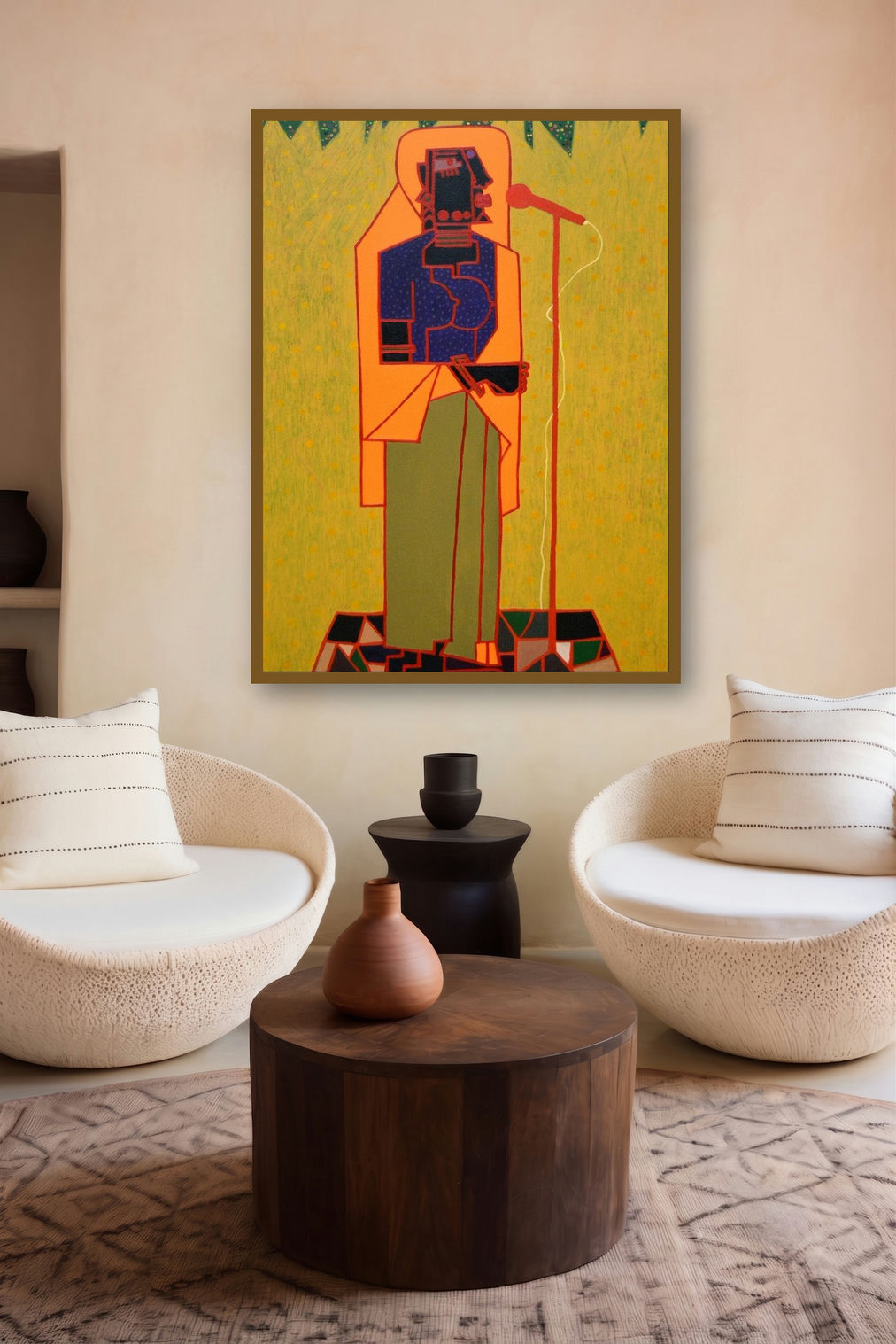 Folk Studio 13 (The M Show) by artist Anup Shrivastav displayed in a Indian Art gallery