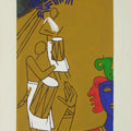 Figurative serigraphs painting titled 'Folklore Kerala 10', 28x16 inches, by artist M. F. Husain on Paper
