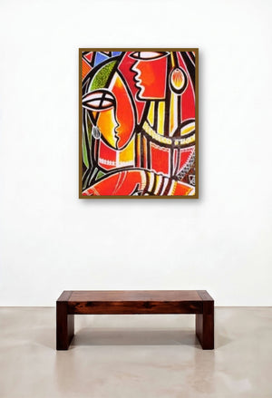 For Each Other (Faces of Harmony) by artist N P Pandey displayed in a Designer Hallway