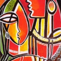 Figurative acrylic painting titled 'For Each Other', 23x12 inches, by artist N P Pandey on Canvas