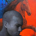 Figurative acrylic painting titled 'Force 27', 47x36 inches, by artist Rajan Raghavan on Canvas