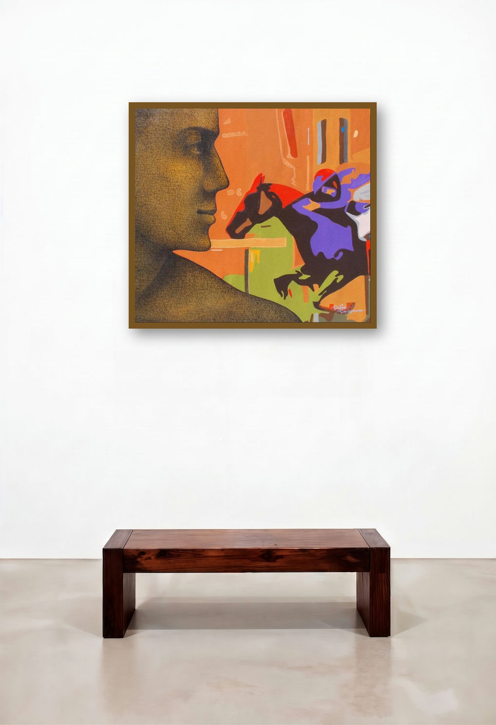 Force 29 (The Thrill of the Race) by artist Rajan Raghavan displayed in a Classic Living Room