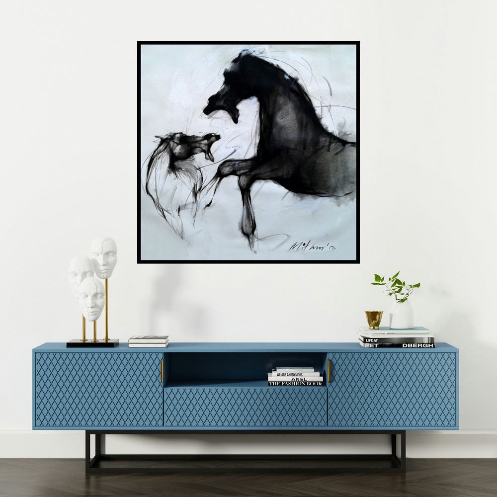 'Force I' painting by Mithun Dutta shown on a wall in a furnished room.