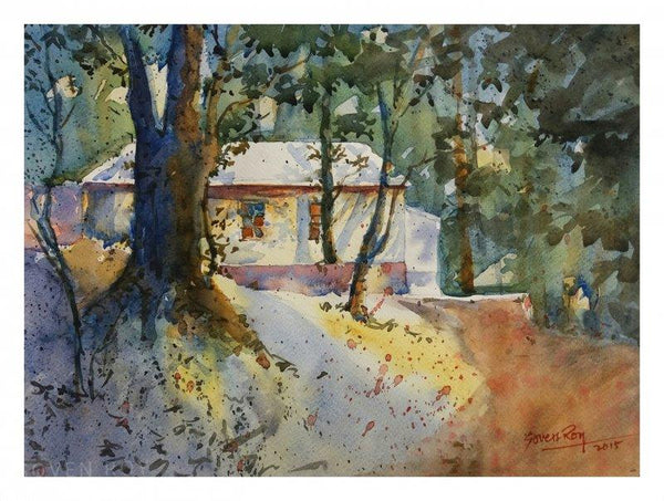 Forest House Painting by Soven Roy | ArtZolo.com