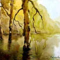 'Forest Love 1' nature watercolor painting by artist Subrata Malakar, 22x30 inch, on paper