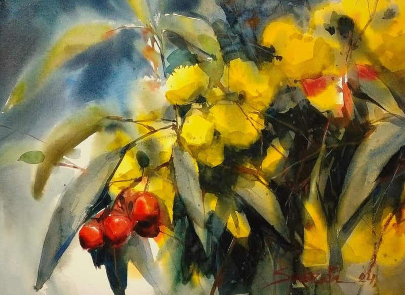 'Forest Love' nature watercolor painting by artist Subrata Malakar, 22x30 inch, on paper