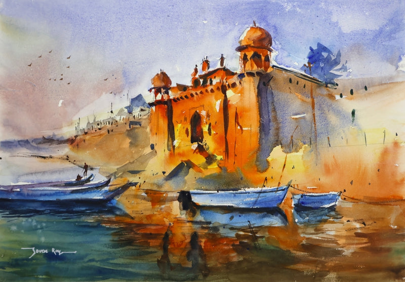 Fortress Of Light' religious watercolor painting by artist Soven Roy, 14x20 inch, on paper