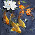 Fortune Fish' animals watercolor painting by artist Soven Roy, 22x22 inch, on paper