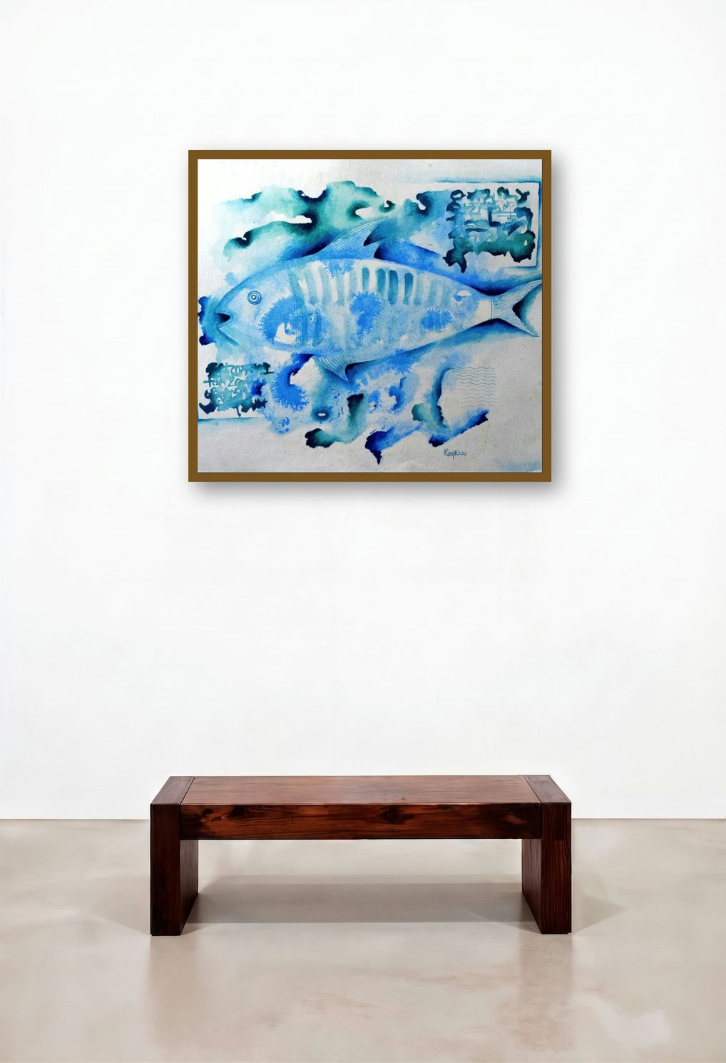 Fossil Series 2 (Oceanic Dreamscape**) by artist Ranjith Raghupathy displayed in a Art Deco Home Office