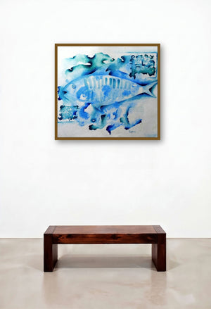 Fossil Series 2 (Oceanic Dreamscape**) by artist Ranjith Raghupathy displayed in a Art Deco Home Office