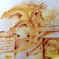 Figurative watercolor painting titled 'Fossil Series 4', 9x11 inches, by artist Ranjith Raghupathy on Paper