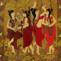 Figurative acrylic painting titled 'Four Friends', 45x45 inches, by artist Chetan Katigar on Canvas