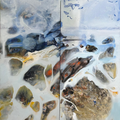 Fragments In Flow (Diptych) by Dilip Mali, Original Acrylic Abstract Painting on Canvas, Large Vertical Wall Art
