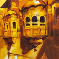 Fragments Of Heritage' cityscape watercolor painting by artist Subrata Malakar, 30x22 inch, on paper