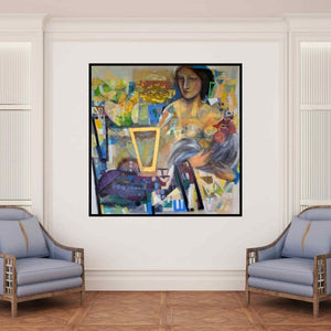 In-situ view of Madan Lal's 'Frame 1 (Untitled)' painting in a room