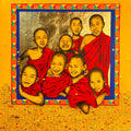 Frame Of Happiness' religious mixed-media painting by artist Yashpal Kamble, 48x48 inch, on canvas