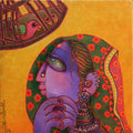Figurative acrylic painting titled 'Freedom 1', 12x12 inches, by artist Sunita Dinda on Canvas