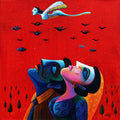 Freedom' figurative acrylic painting by artist Sanju Das, 24x24 inch, on canvas