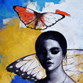 Figurative acrylic painting titled 'Freedom of beauty 13', 48x24 inches, by artist Kishore Pratim Biswas on Canvas