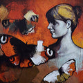 Figurative acrylic painting titled 'Freedom of Beauty01', 28x32 inches, by artist Kishore Pratim Biswas on Canvas