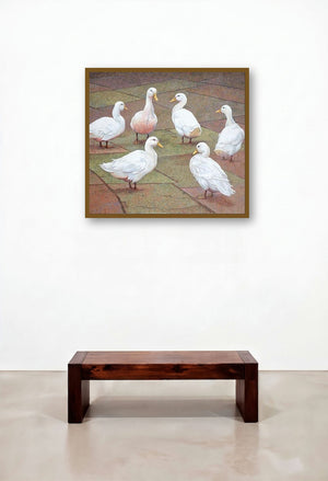 Friend Circle (Duck Conference) by artist Gopal Nandurkar displayed in a Contemporary Luxury Executive Office