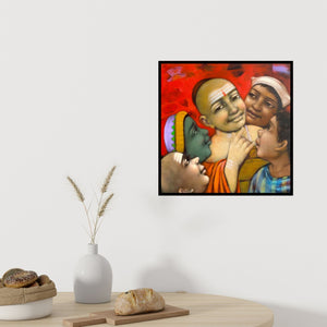 In-situ view of Apet Pramod's 'Friends 2' painting in a room