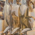 Figurative serigraphs painting titled 'The Friends', 44x30 inch, by artist Jehangir Sabavala on Paper